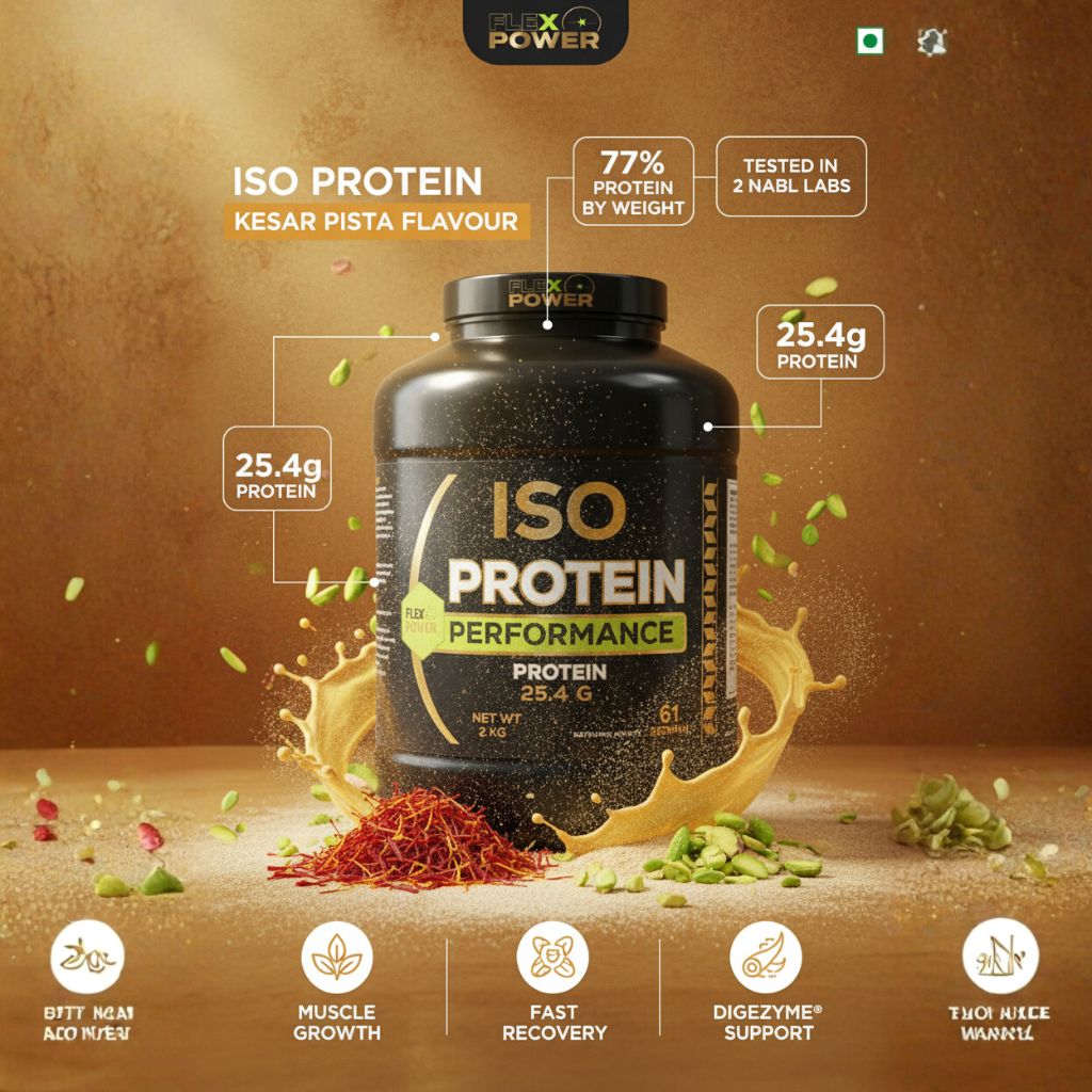 FLEX POWER ISO PROTEIN – KESAR PISTA FLAVOUR (2KG)